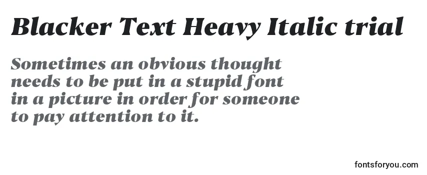 フォントBlacker Text Heavy Italic trial