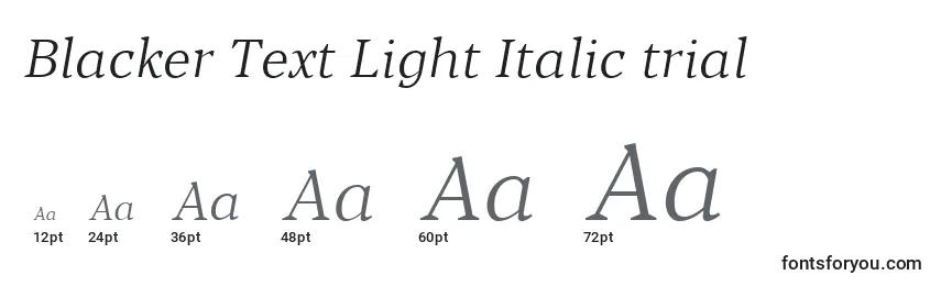 Größen der Schriftart Blacker Text Light Italic trial