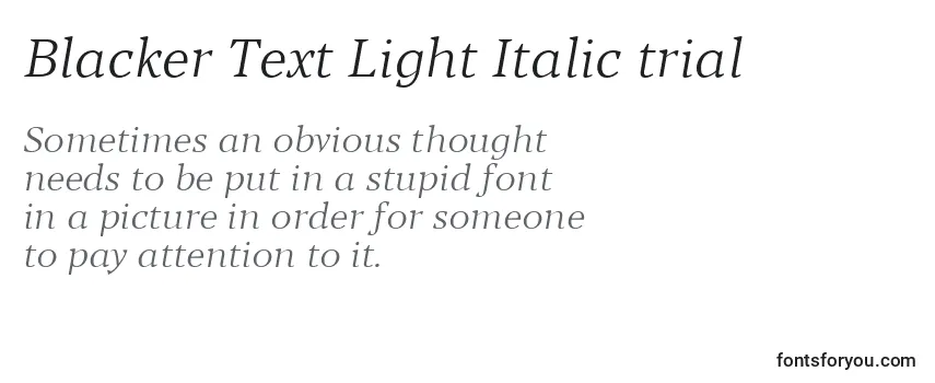 フォントBlacker Text Light Italic trial