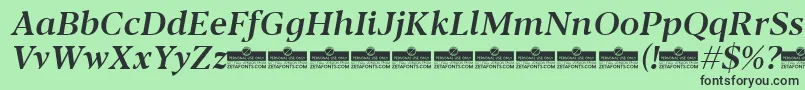 Czcionka Blacker Text Medium Italic trial – czarne czcionki na zielonym tle