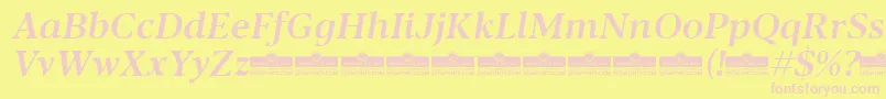 Шрифт Blacker Text Medium Italic trial – розовые шрифты на жёлтом фоне