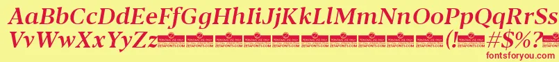 Blacker Text Medium Italic trial Font – Red Fonts on Yellow Background