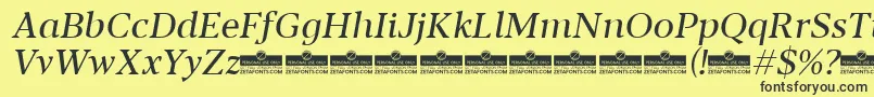 Czcionka Blacker Text Regular Italic trial – czarne czcionki na żółtym tle