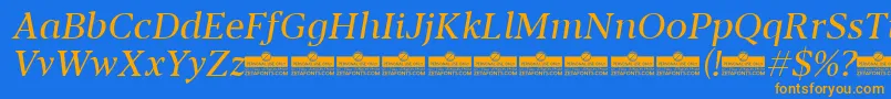 Blacker Text Regular Italic trial Font – Orange Fonts on Blue Background