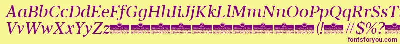 Blacker Text Regular Italic trial Font – Purple Fonts on Yellow Background