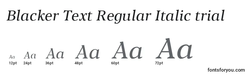 Tamaños de fuente Blacker Text Regular Italic trial