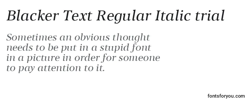 Blacker Text Regular Italic trial Font