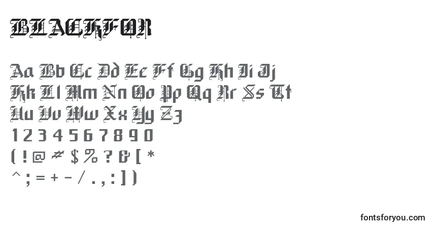Czcionka BLACKFOR – alfabet, cyfry, specjalne znaki