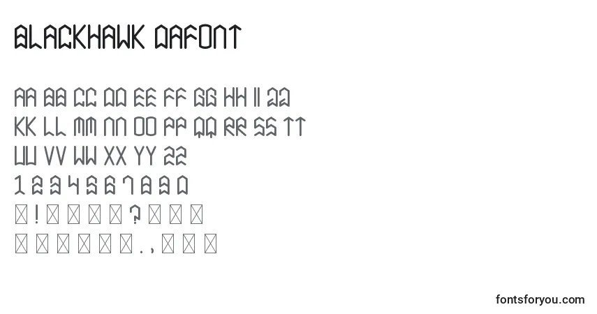 Schriftart BlackHawk Dafont – Alphabet, Zahlen, spezielle Symbole