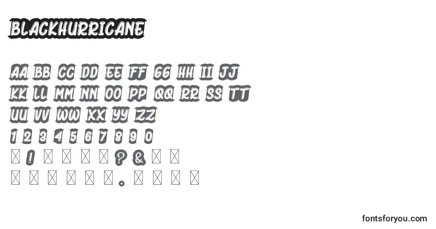 Schriftart BlackHurricane – Alphabet, Zahlen, spezielle Symbole