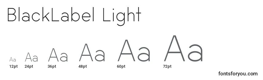 Размеры шрифта BlackLabel Light