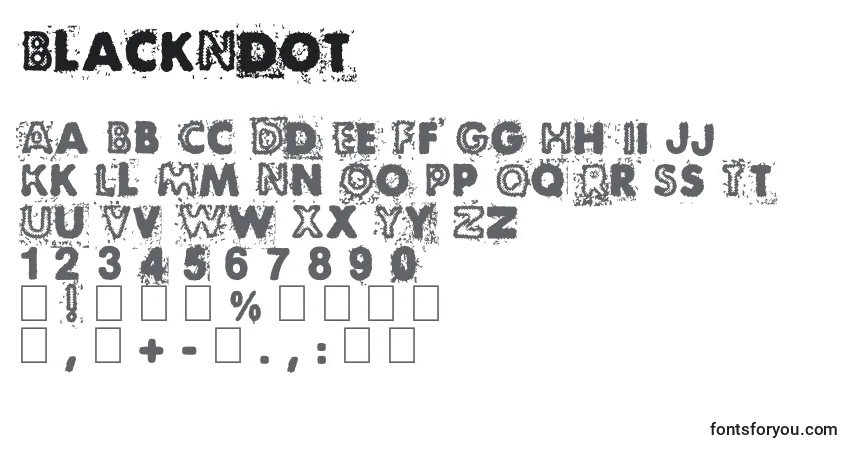 Шрифт BlackNdot – алфавит, цифры, специальные символы
