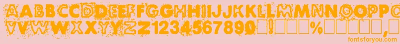 BlackNdot-Schriftart – Orangefarbene Schriften auf rosa Hintergrund