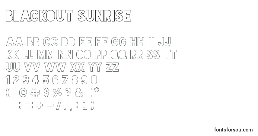 Czcionka Blackout Sunrise – alfabet, cyfry, specjalne znaki