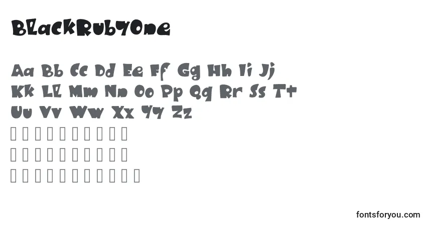 Czcionka BlackRubyOne – alfabet, cyfry, specjalne znaki