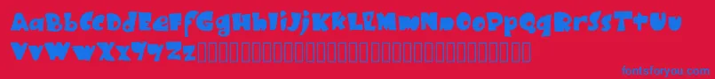 BlackRubyOne-Schriftart – Blaue Schriften auf rotem Hintergrund