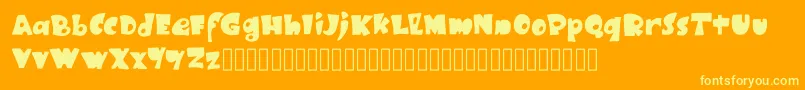 Więcej informacji o czcionce BlackRubyOne Czcionka BlackRubyOne – żółte czcionki na pomarańczowym tle