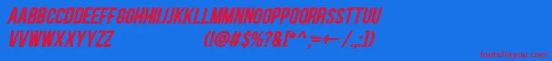 Blackside Bold Italic Font – Red Fonts on Blue Background