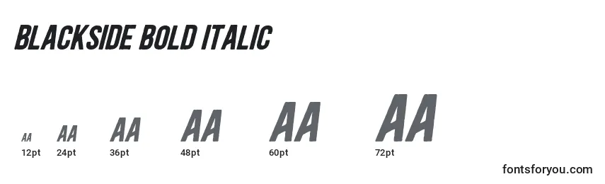 Größen der Schriftart Blackside Bold Italic