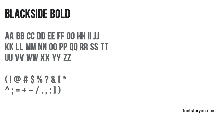 Schriftart Blackside Bold – Alphabet, Zahlen, spezielle Symbole