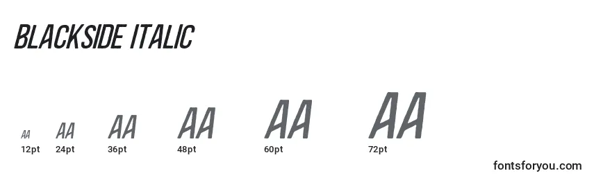 Größen der Schriftart Blackside Italic