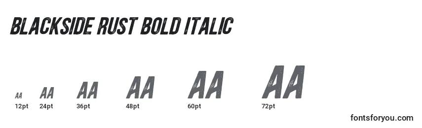 Tamanhos de fonte Blackside Rust Bold Italic