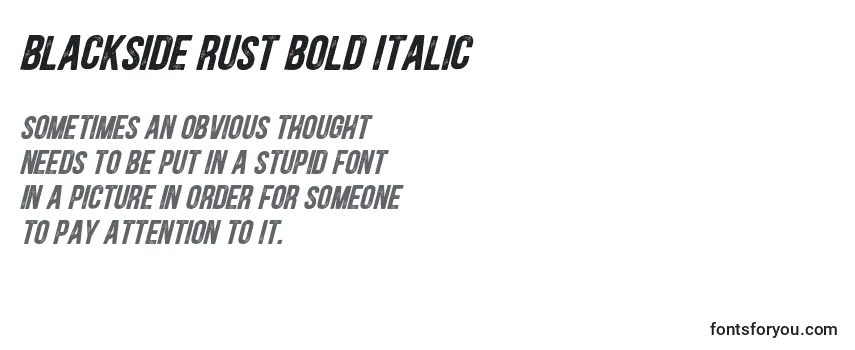 Reseña de la fuente Blackside Rust Bold Italic