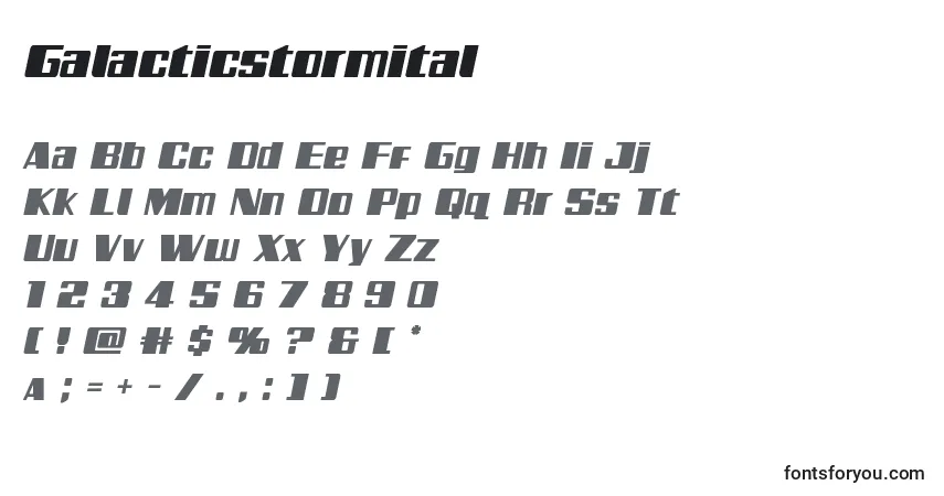 A fonte Galacticstormital – alfabeto, números, caracteres especiais