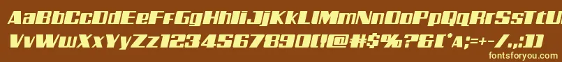 Weitere Informationen zur Galacticstormital-Schriftart Galacticstormital-Schriftart – Gelbe Schriften auf braunem Hintergrund