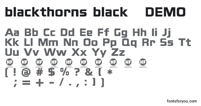 Шрифт Blackthorns black   DEMO – алфавит, цифры, специальные символы