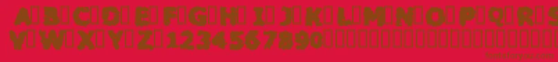 BLACM   -fontti – ruskeat fontit punaisella taustalla
