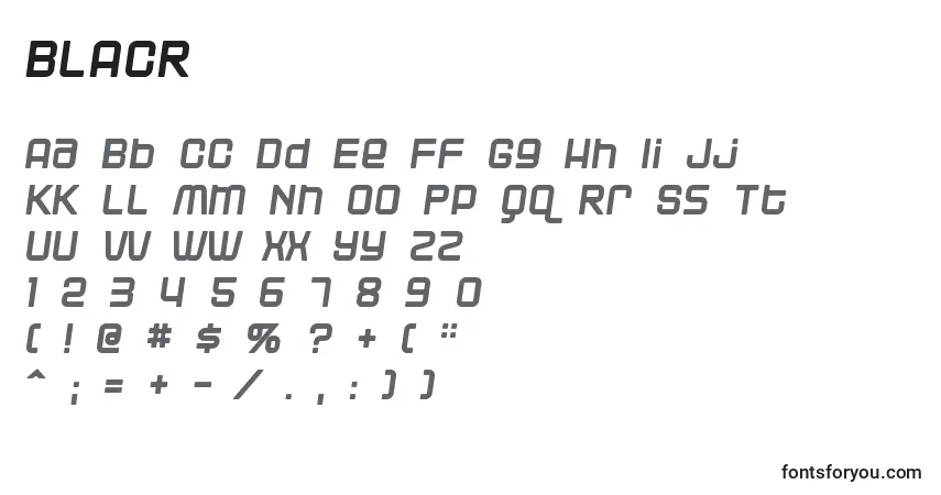 Fuente BLACR    (121538) - alfabeto, números, caracteres especiales