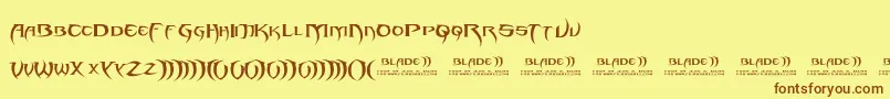 フォントBlade 2 – 茶色の文字が黄色の背景にあります。