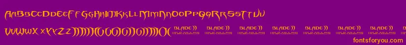 Blade 2-Schriftart – Orangefarbene Schriften auf violettem Hintergrund