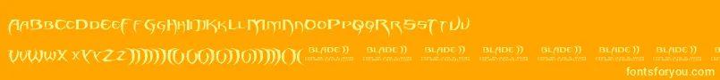 Blade 2-Schriftart – Gelbe Schriften auf orangefarbenem Hintergrund