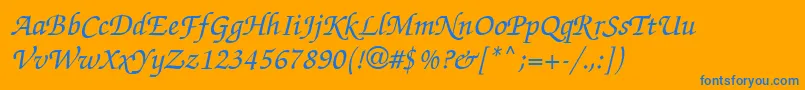 ChanceryScriptMediumSsiMediumItalic Font – Blue Fonts on Orange Background