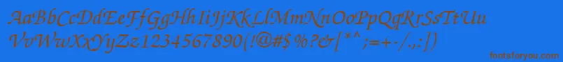 ChanceryScriptMediumSsiMediumItalic Font – Brown Fonts on Blue Background