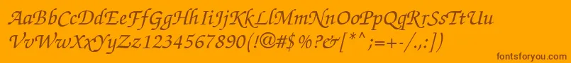 ChanceryScriptMediumSsiMediumItalic Font – Brown Fonts on Orange Background