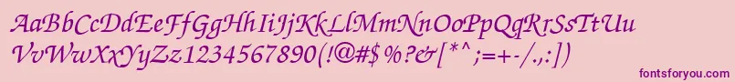 ChanceryScriptMediumSsiMediumItalic Font – Purple Fonts on Pink Background