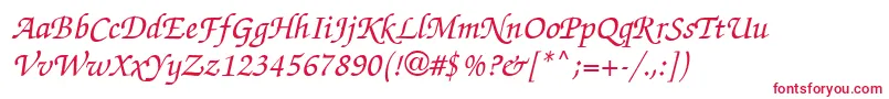 フォントChanceryScriptMediumSsiMediumItalic – 白い背景に赤い文字