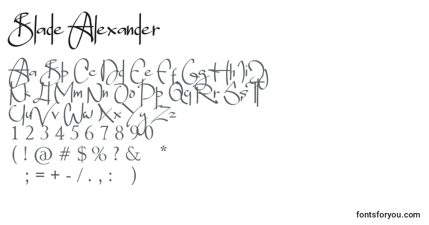 Blade Alexander Font – alphabet, numbers, special characters