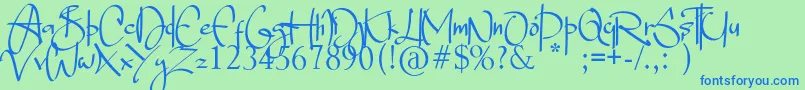 Blade Alexander Font – Blue Fonts on Green Background