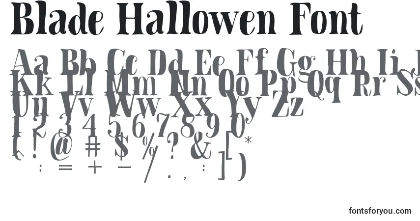 Schriftart Blade Hallowen Font – Alphabet, Zahlen, spezielle Symbole