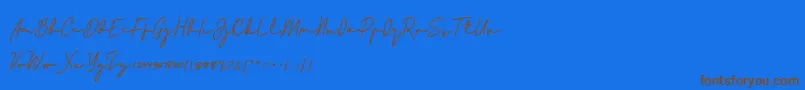 Bladog Personal Use-Schriftart – Braune Schriften auf blauem Hintergrund