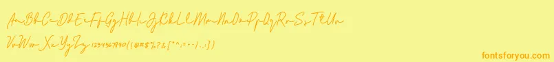 Bladog Personal Use-Schriftart – Orangefarbene Schriften auf gelbem Hintergrund