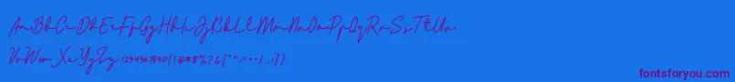 Bladog Personal Use-Schriftart – Violette Schriften auf blauem Hintergrund