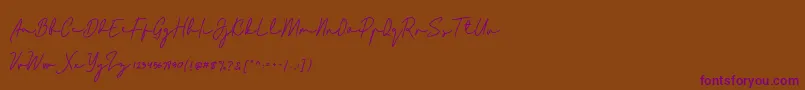 Bladog Personal Use-Schriftart – Violette Schriften auf braunem Hintergrund