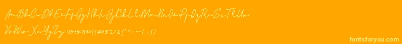 Bladog Personal Use-Schriftart – Gelbe Schriften auf orangefarbenem Hintergrund