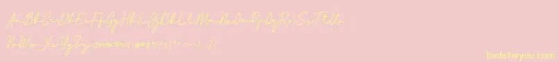 Bladog Personal Use-Schriftart – Gelbe Schriften auf rosa Hintergrund