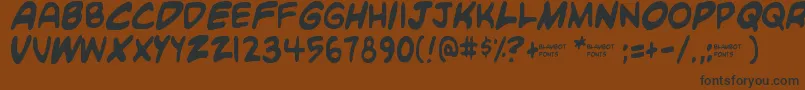 Blambot Custom-Schriftart – Schwarze Schriften auf braunem Hintergrund